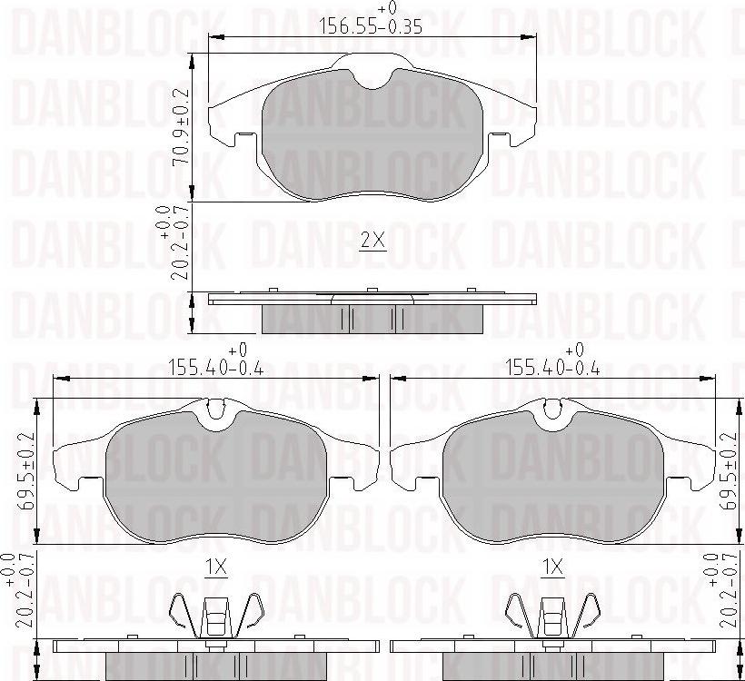 DAN-BLOCK DB 510393 - Комплект спирачно феродо, дискови спирачки vvparts.bg