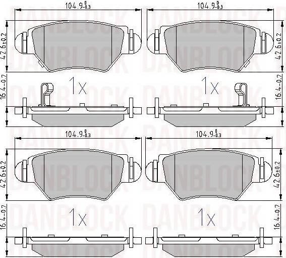 DAN-BLOCK DB 510341 - Комплект спирачно феродо, дискови спирачки vvparts.bg