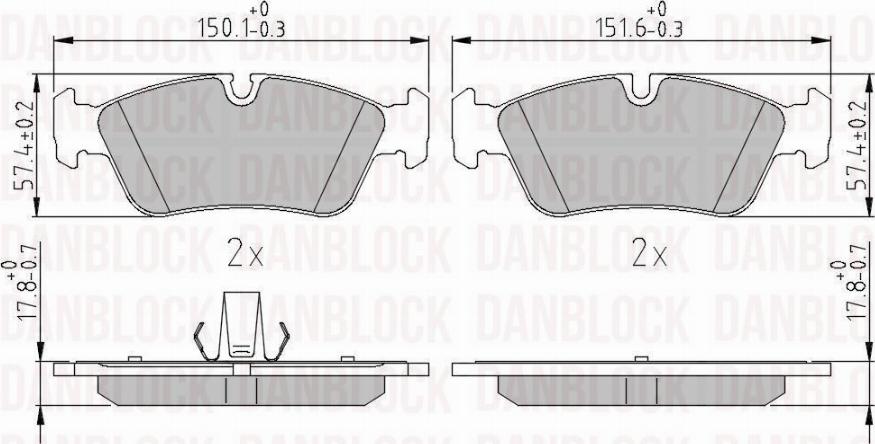 DAN-BLOCK DB 510348 - Комплект спирачно феродо, дискови спирачки vvparts.bg