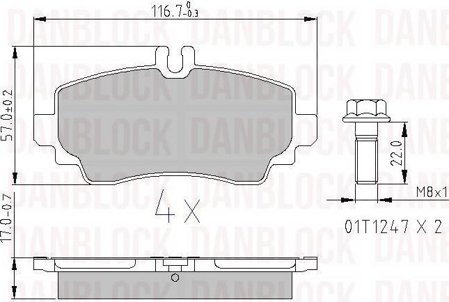 DAN-BLOCK DB 510342 - Комплект спирачно феродо, дискови спирачки vvparts.bg