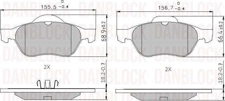 DAN-BLOCK DB 510376 - Комплект спирачно феродо, дискови спирачки vvparts.bg