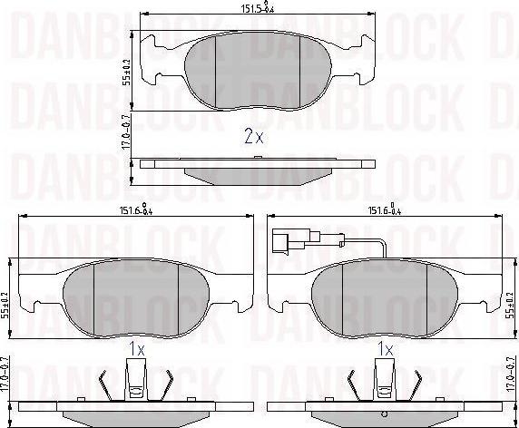 DAN-BLOCK DB 510259 - Комплект спирачно феродо, дискови спирачки vvparts.bg