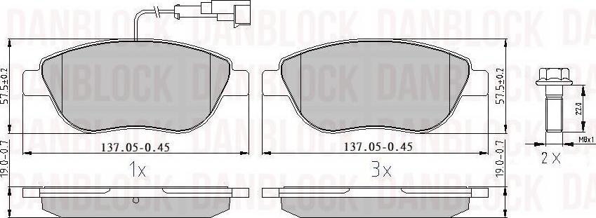 DAN-BLOCK DB 510205 - Комплект спирачно феродо, дискови спирачки vvparts.bg