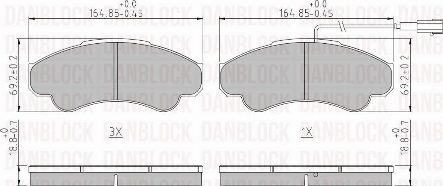 DAN-BLOCK DB 510212 - Комплект спирачно феродо, дискови спирачки vvparts.bg