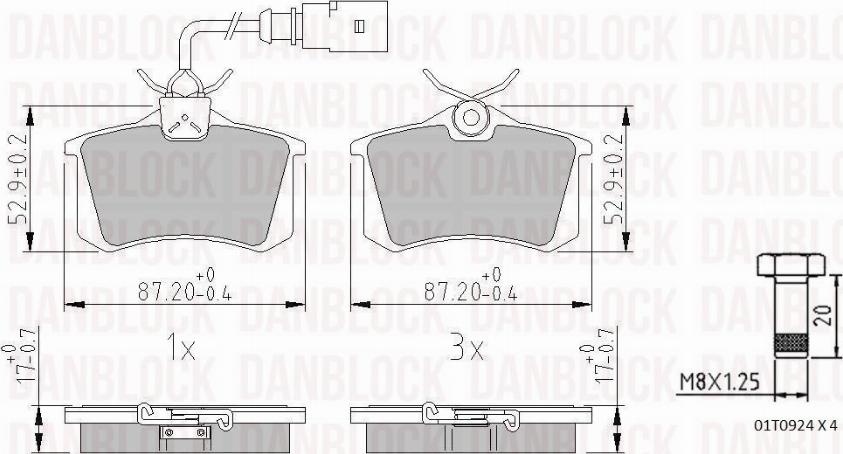 DAN-BLOCK DB 510226 - Комплект спирачно феродо, дискови спирачки vvparts.bg