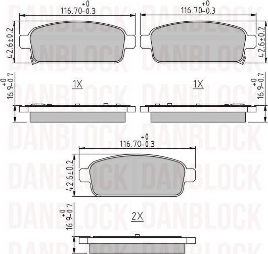 DAN-BLOCK DB 510761 - Комплект спирачно феродо, дискови спирачки vvparts.bg