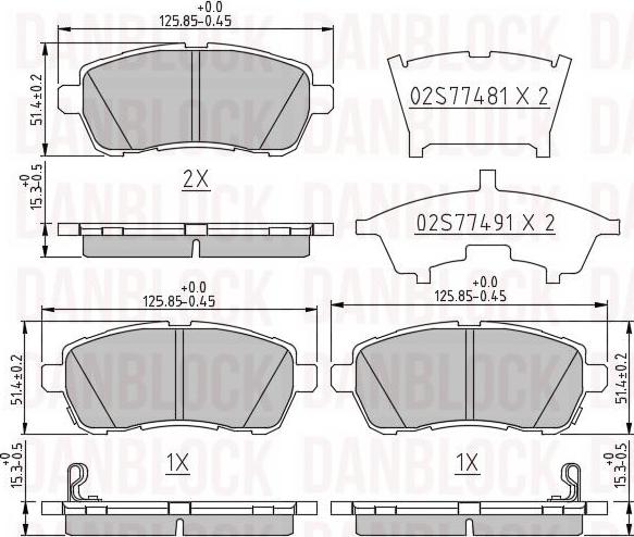 DAN-BLOCK DB 510785 - Комплект спирачно феродо, дискови спирачки vvparts.bg