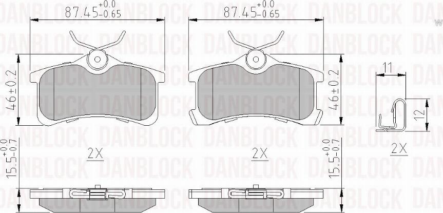 DAN-BLOCK DB 510778 - Комплект спирачно феродо, дискови спирачки vvparts.bg