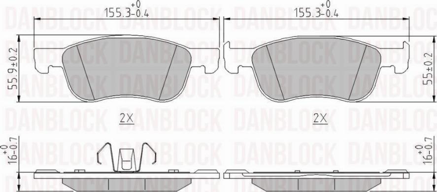 DAN-BLOCK DB 511446 - Комплект спирачно феродо, дискови спирачки vvparts.bg