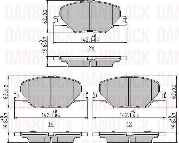 DAN-BLOCK DB 511448 - Комплект спирачно феродо, дискови спирачки vvparts.bg