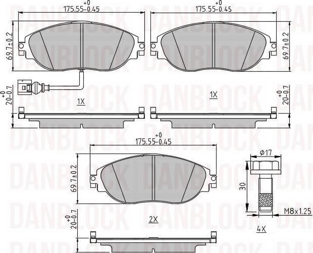 DAN-BLOCK DB 511484 - Комплект спирачно феродо, дискови спирачки vvparts.bg