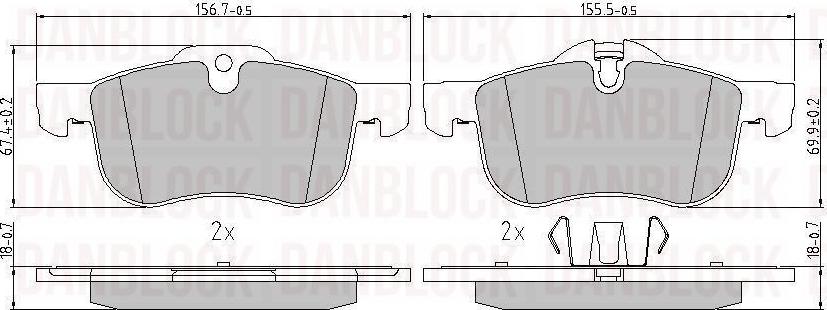 DAN-BLOCK DB 511044 - Комплект спирачно феродо, дискови спирачки vvparts.bg