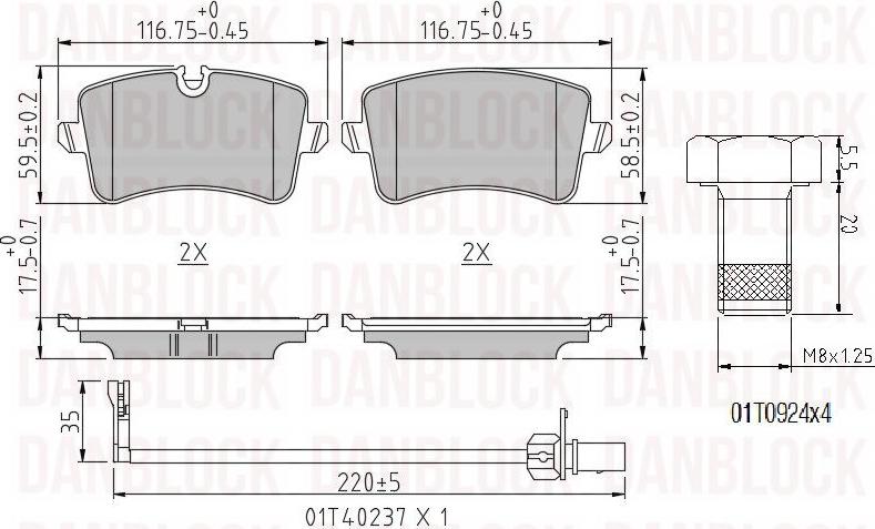 DAN-BLOCK DB 511071 - Комплект спирачно феродо, дискови спирачки vvparts.bg