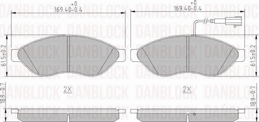 DAN-BLOCK DB 511144 - Комплект спирачно феродо, дискови спирачки vvparts.bg