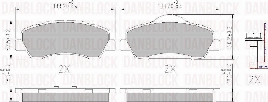 DAN-BLOCK DB 511135 - Комплект спирачно феродо, дискови спирачки vvparts.bg