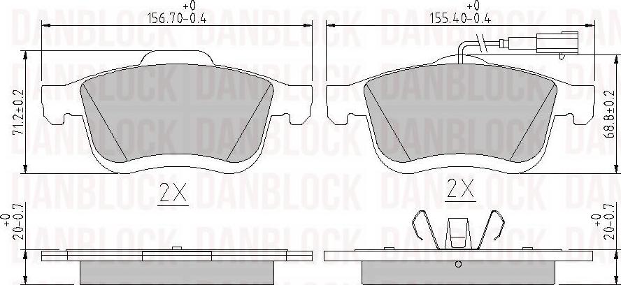 DAN-BLOCK DB 511127 - Комплект спирачно феродо, дискови спирачки vvparts.bg