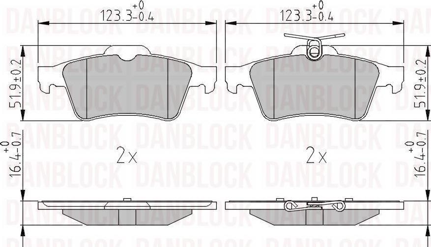 DAN-BLOCK DB 511363 - Комплект спирачно феродо, дискови спирачки vvparts.bg