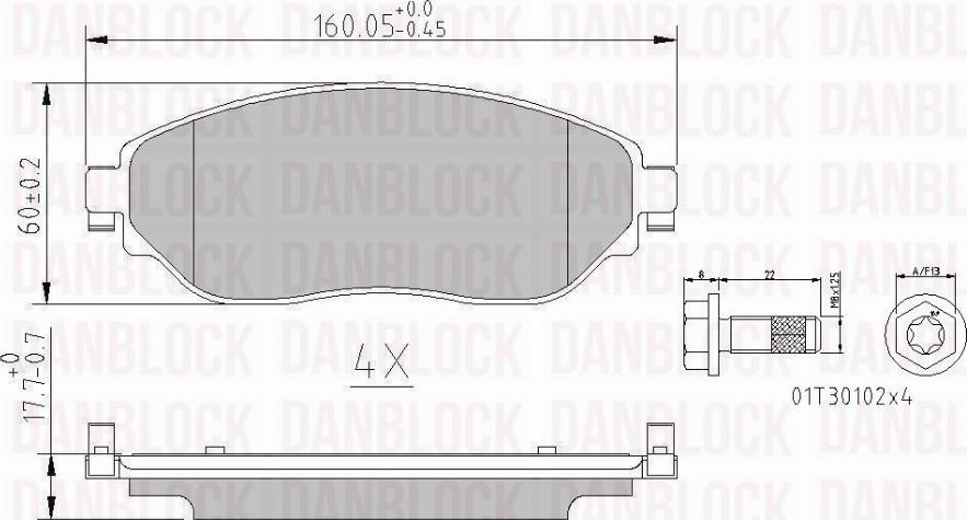 DAN-BLOCK DB 511234 - Комплект спирачно феродо, дискови спирачки vvparts.bg