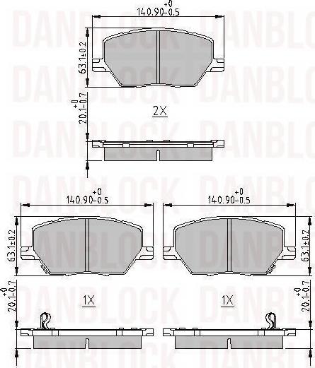 DAN-BLOCK DB 511278 - Комплект спирачно феродо, дискови спирачки vvparts.bg