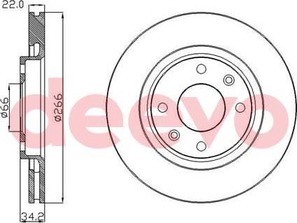 DEEVO BD13160 - Спирачен диск vvparts.bg