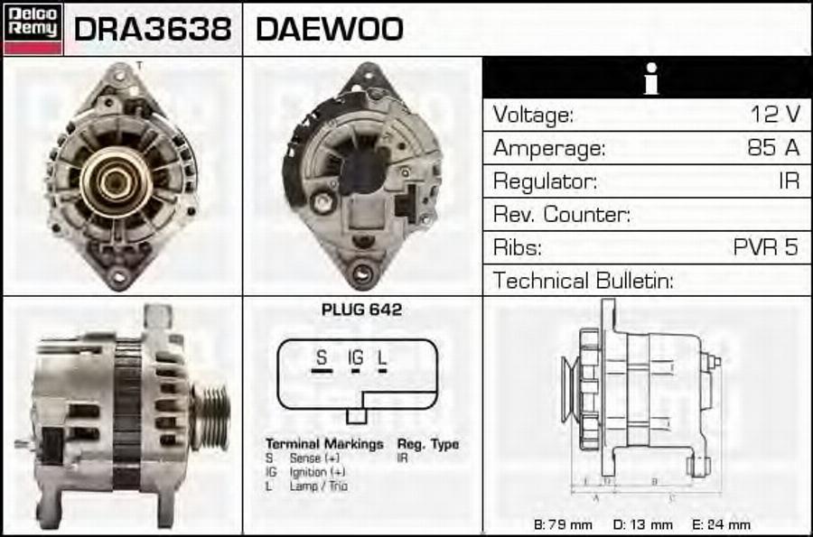 Delco Remy DRA3638N - Генератор vvparts.bg