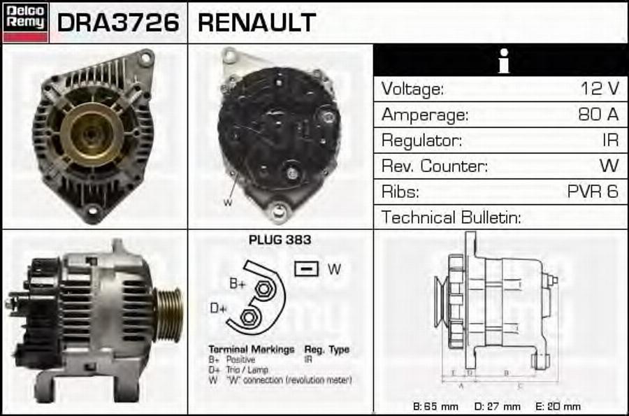 Delco Remy DRA3726 - Генератор vvparts.bg