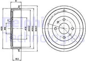 Delphi BF413 - Спирачен барабан vvparts.bg