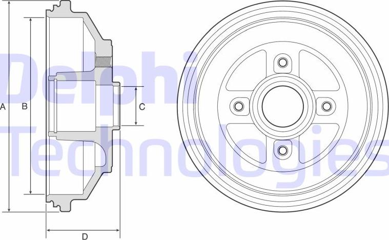 Delphi BF571 - Спирачен барабан vvparts.bg