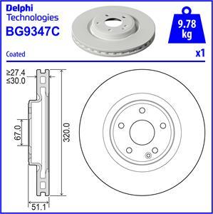 Delphi BG9347C - Спирачен диск vvparts.bg