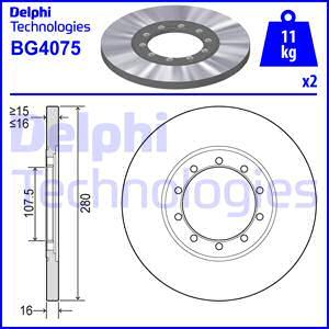 Delphi BG4075 - Спирачен диск vvparts.bg
