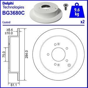 Delphi BG3680C-18B1 - Спирачен диск vvparts.bg