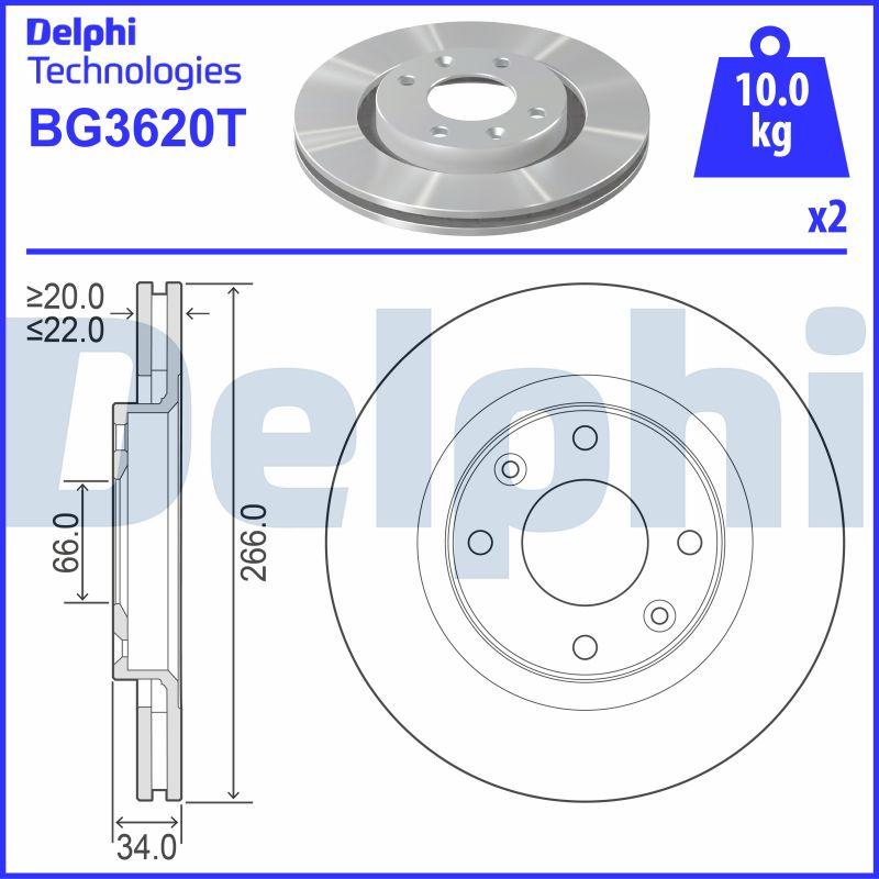 Delphi BG3620T - Спирачен диск vvparts.bg