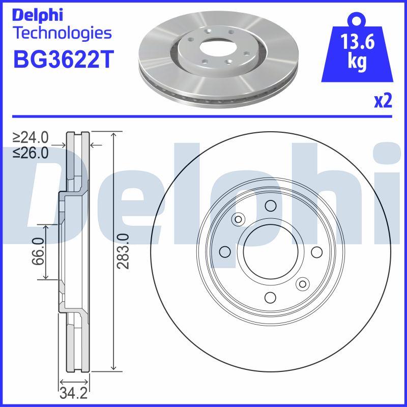 Delphi BG3622T - Спирачен диск vvparts.bg