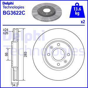 Delphi BG3622 - Спирачен диск vvparts.bg