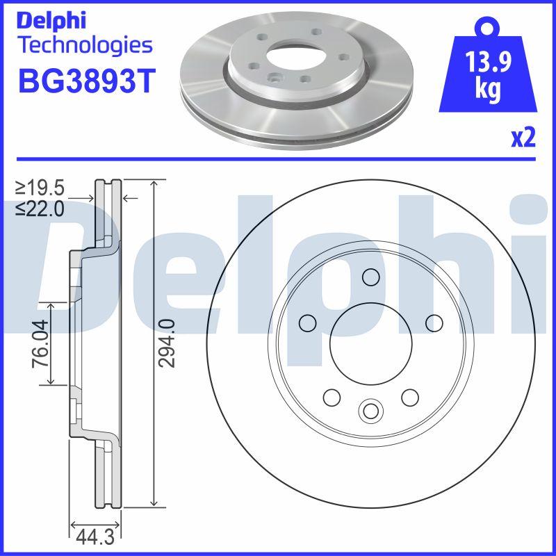 Delphi BG3893T - Спирачен диск vvparts.bg