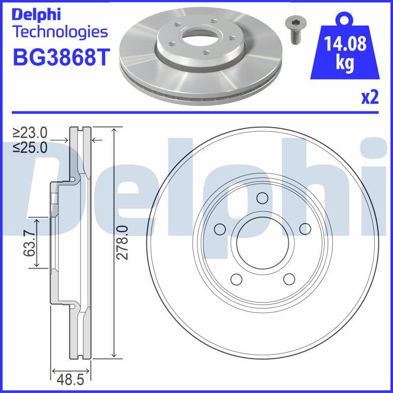 Delphi BG3868T - Спирачен диск vvparts.bg