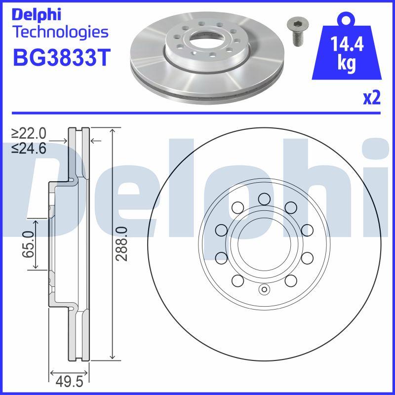 Delphi BG3833T - Спирачен диск vvparts.bg