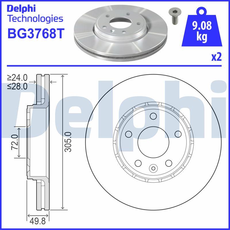 Delphi BG3768T - Спирачен диск vvparts.bg