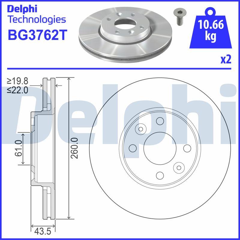 Delphi BG3762T - Спирачен диск vvparts.bg