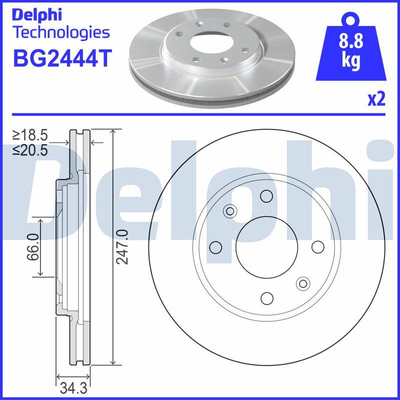 Delphi BG2444T - Спирачен диск vvparts.bg