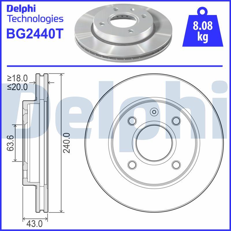 Delphi BG2440T - Спирачен диск vvparts.bg