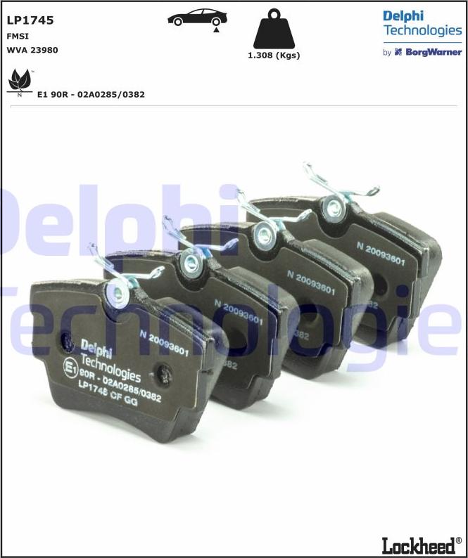Delphi LP1745 - Комплект спирачно феродо, дискови спирачки vvparts.bg