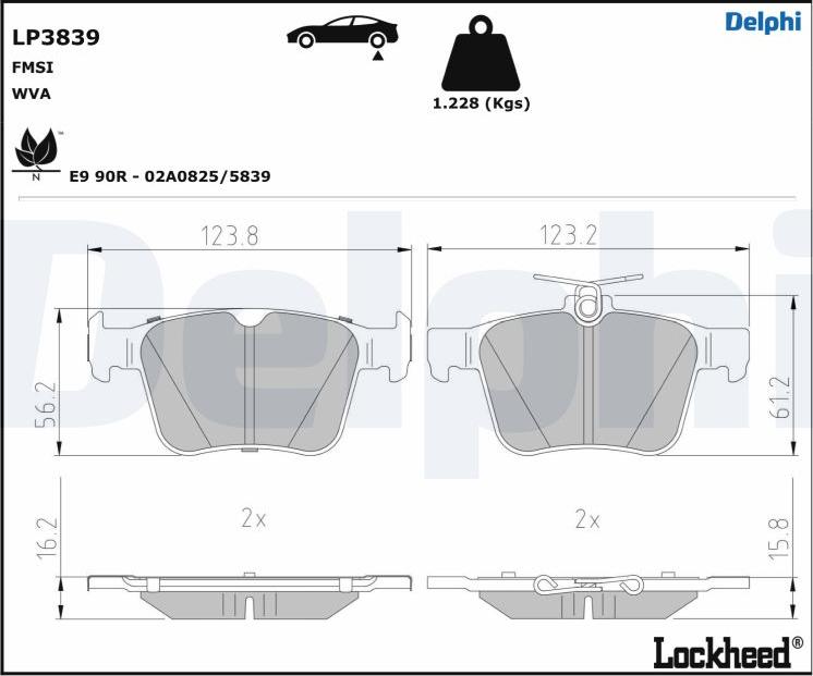 Delphi LP3839 - Комплект спирачно феродо, дискови спирачки vvparts.bg