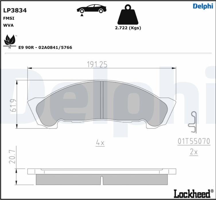 Delphi LP3834 - Комплект спирачно феродо, дискови спирачки vvparts.bg