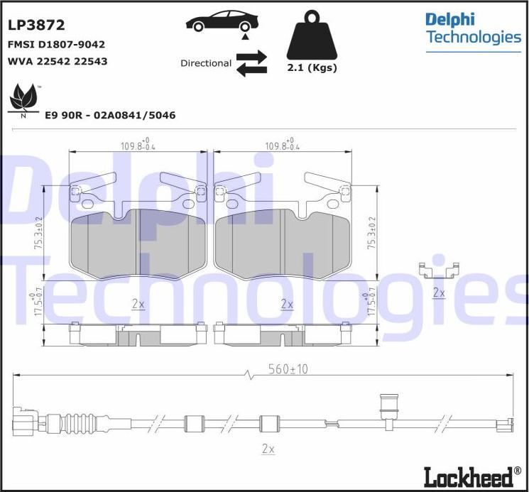 Delphi LP3872 - Комплект спирачно феродо, дискови спирачки vvparts.bg