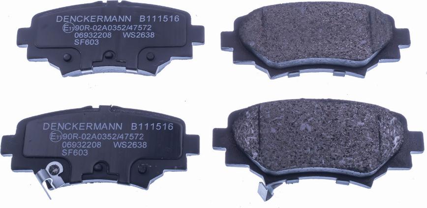 Denckermann B111516 - Комплект спирачно феродо, дискови спирачки vvparts.bg