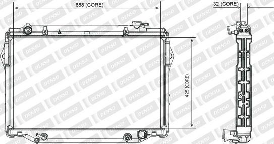 Denso A221-A344 - Радиатор, охлаждане на двигателя vvparts.bg