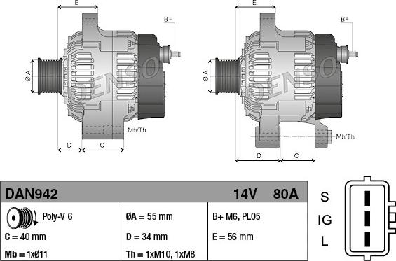 Denso DAN942 - Генератор vvparts.bg