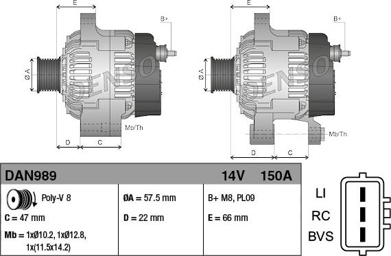 Denso DAN989 - Генератор vvparts.bg