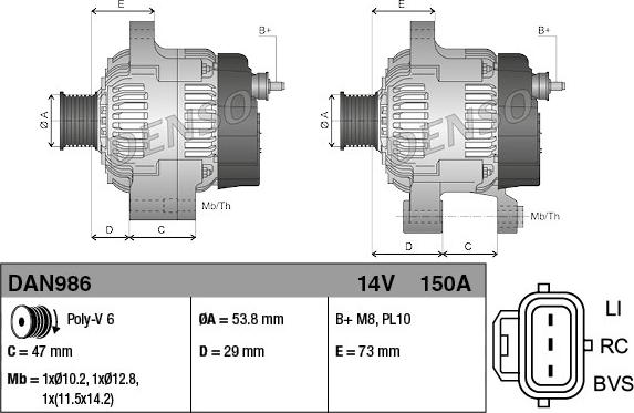 Denso DAN986 - Генератор vvparts.bg